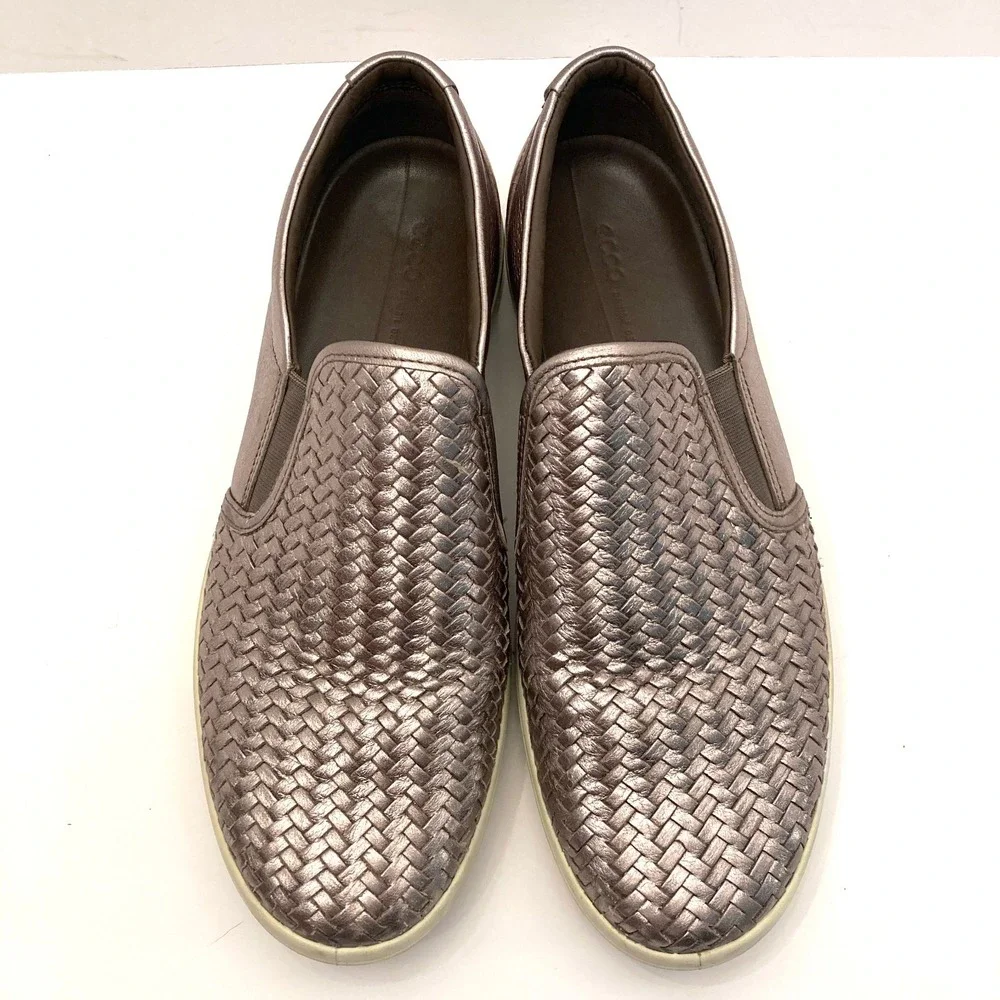 ECCO Soft 7 Woven Metallic Leather Slip On 2.0 Sneaker Womens 12-12.5‎ EU43